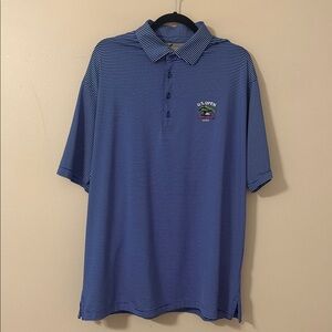 U.S. Open Torrey Pines Men’s Blue & White Striped Polo Shirt Sz Large Golf